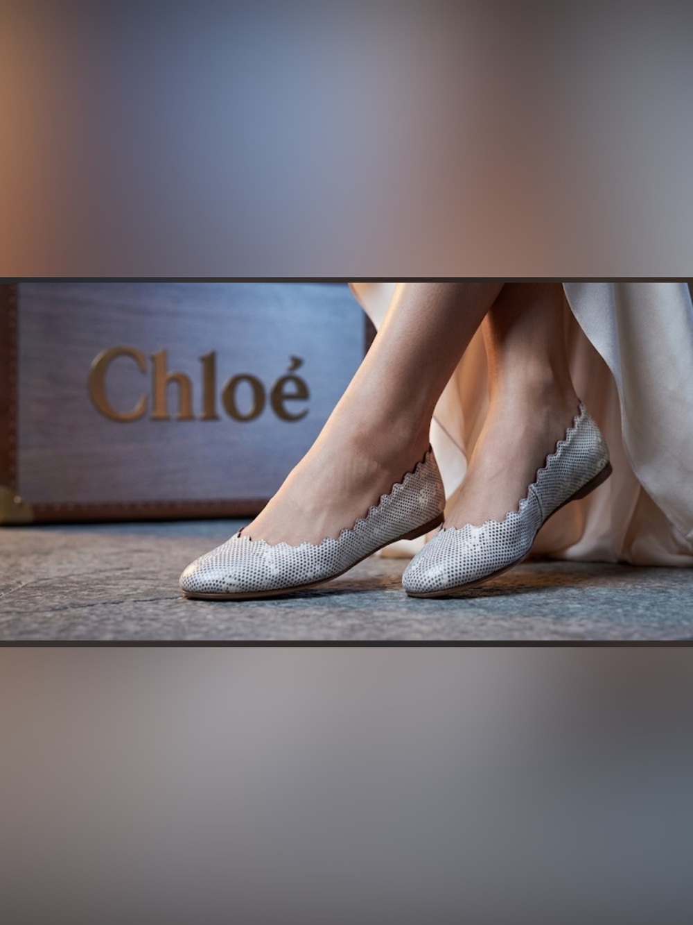 Authentic Chloe scalloped leather designer flats sz 10 Euro 40